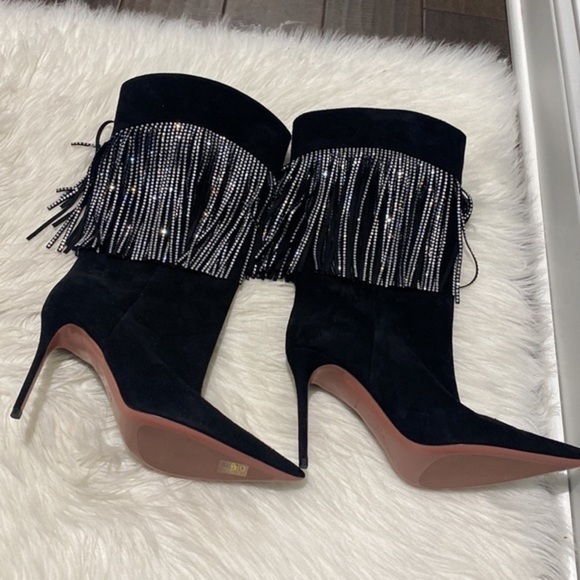 New Amina Muaddi Lily Crystal Fringe Stiletto Boot size 39EU - Picture 3 of 10